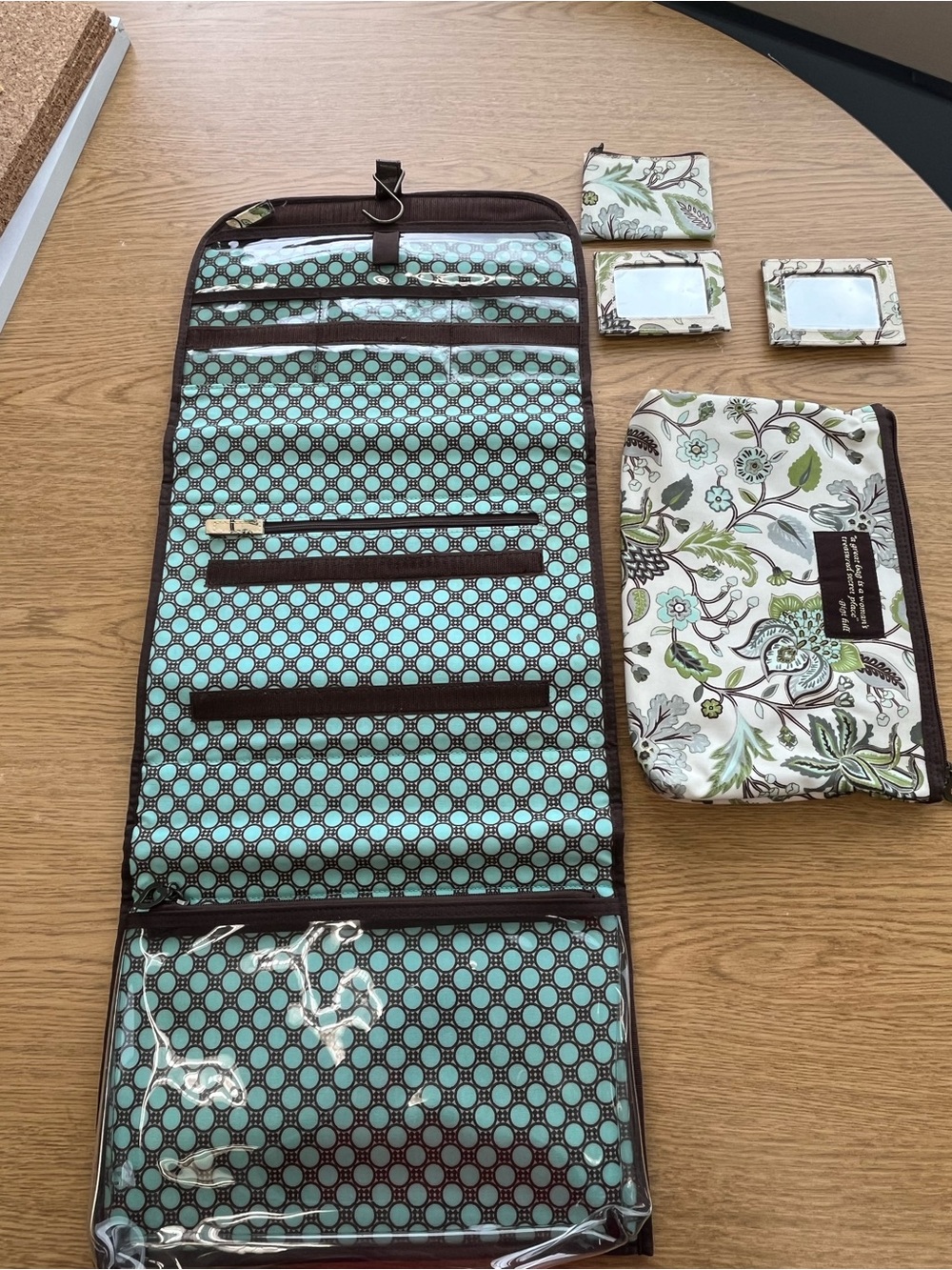 Gigi Hill Hanging Travel Organizer - Aqua Floral - Picture 7 of 9